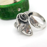 .800 Silver Aries the Ram Crossover Statement Ring Vintage c1960