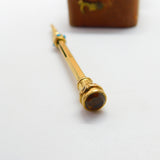 Victorian 9ct Gold Cased, Turquoise Set & Citrine Top Propelling Pencil c1880