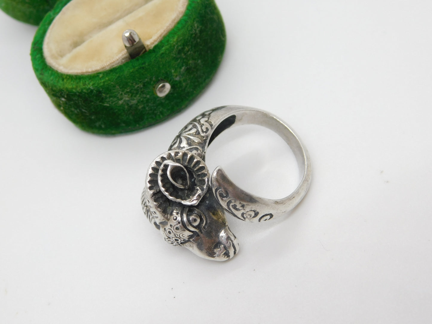 .800 Silver Aries the Ram Crossover Statement Ring Vintage c1960