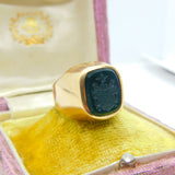Czech 14ct Yellow Gold Carved Bloodstone Intaglio Heraldic Signet Ring Victorian c1860