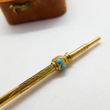 Victorian 9ct Gold Cased, Turquoise Set & Citrine Top Propelling Pencil c1880