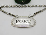 Victorian Sterling Silver Bright Cut Port Decanter Label Antique 1853 London