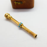 Victorian 9ct Gold Cased, Turquoise Set & Citrine Top Propelling Pencil c1880