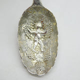 George II Sterling Silver Ornate Cherub Pattern Dessert Spoon Antique 1755 London