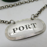 Victorian Sterling Silver Bright Cut Port Decanter Label Antique 1853 London