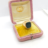 Czech 14ct Yellow Gold Carved Bloodstone Intaglio Heraldic Signet Ring Victorian c1860