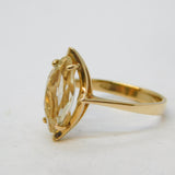 9ct Yellow Gold & Marquise Cut Citrine Cocktail Ring Vintage 1990 London