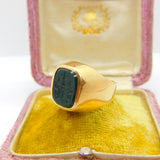 Czech 14ct Yellow Gold Carved Bloodstone Intaglio Heraldic Signet Ring Victorian c1860