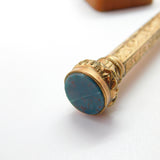 Victorian Rolled Gold Fountain Pen & Propelling Pencil-in-One Bloodstone Antique