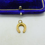Edwardian 9ct Yellow Gold Lucky Horseshoe Charm Pendant Antique c1910
