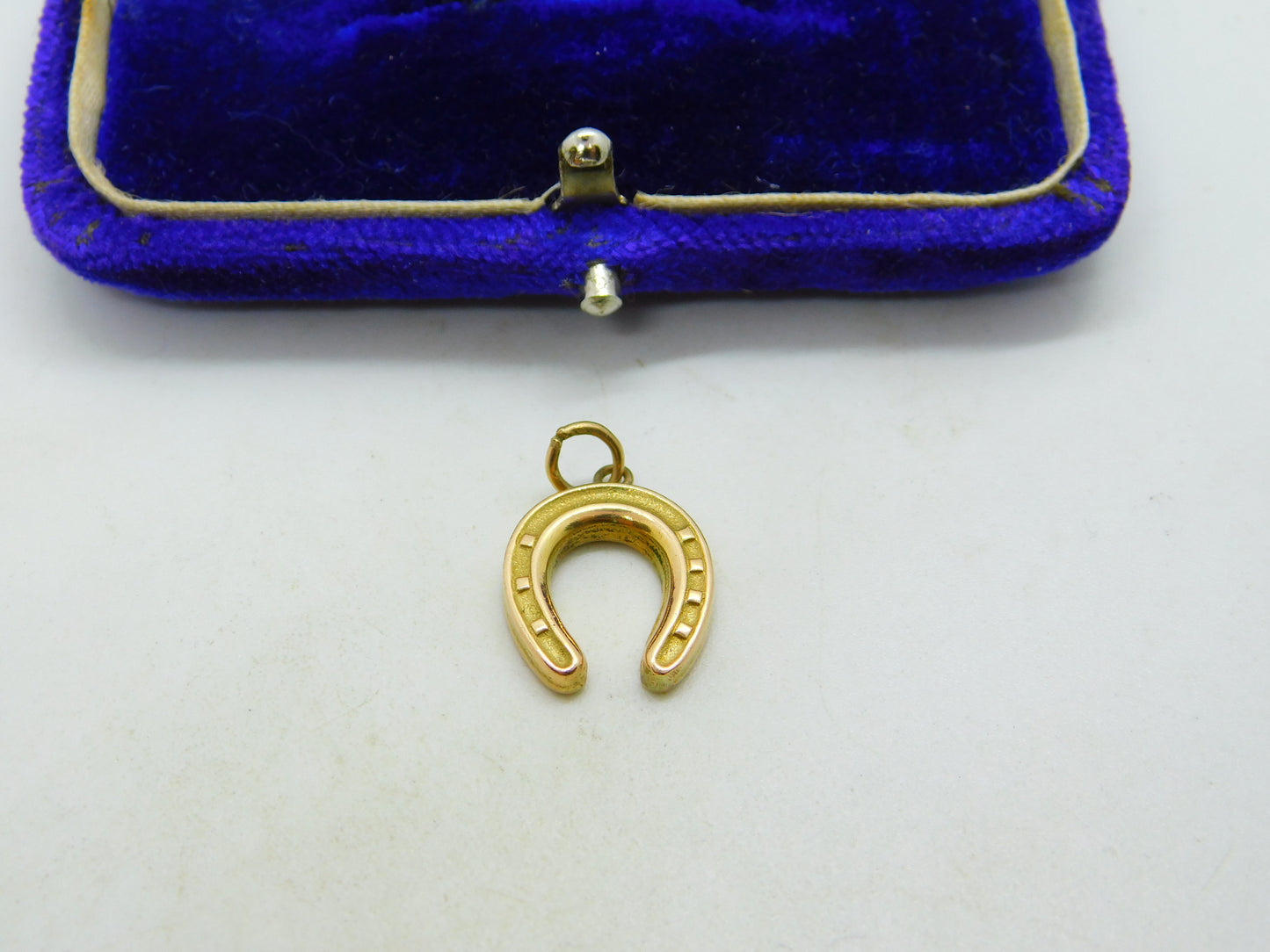 Edwardian 9ct Yellow Gold Lucky Horseshoe Charm Pendant Antique c1910