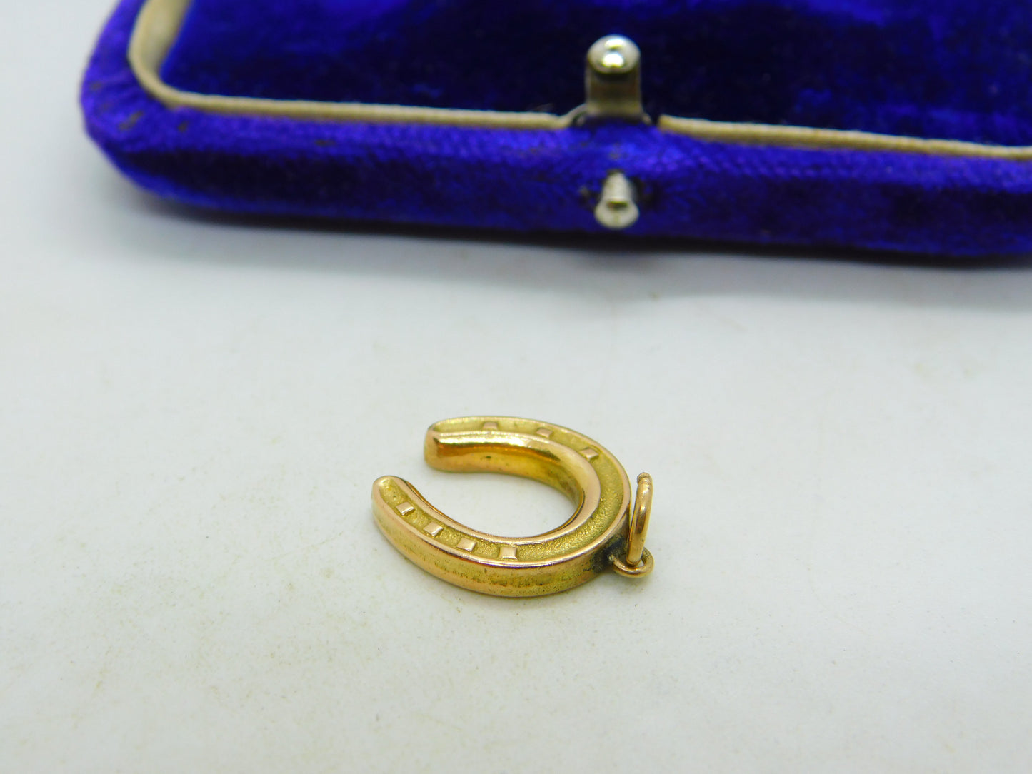 Edwardian 9ct Yellow Gold Lucky Horseshoe Charm Pendant Antique c1910