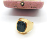 Czech 14ct Yellow Gold Carved Bloodstone Intaglio Heraldic Signet Ring Victorian c1860