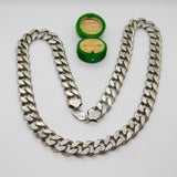 Large Sterling Silver Curb Link Chain Necklace Vintage c1970 322g 28" Length