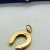 Edwardian 9ct Yellow Gold Lucky Horseshoe Charm Pendant Antique c1910