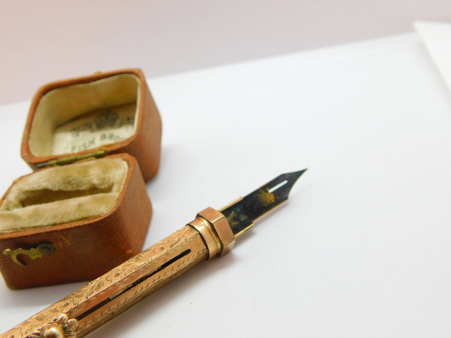 Victorian Rolled Gold Fountain Pen & Propelling Pencil-in-One Bloodstone Antique