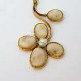 Victorian 9ct Rose Gold, Shell & Pearl Set Floral Pendant Antique c1890
