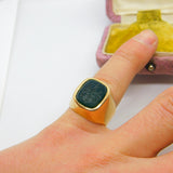 Czech 14ct Yellow Gold Carved Bloodstone Intaglio Heraldic Signet Ring Victorian c1860