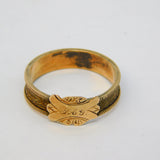 Victorian 9ct Yellow Gold Hair Set Mourning Ring Antique c1840