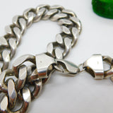Large Sterling Silver Curb Link Chain Necklace Vintage c1970 322g 28" Length
