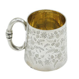 Victorian Sterling Silver Floral Pattern Christening Mug Antique 1894 Birmingham