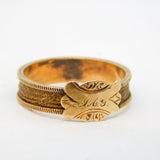 Victorian 9ct Yellow Gold Hair Set Mourning Ring Antique c1840