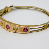 Edwardian 9ct Gold, Brilliant-Cut Diamond & Ruby Bangle Bracelet Antique