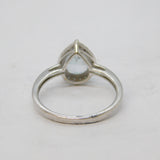 9ct White Gold, Pear-Cut Aquamarine & Diamond Dress Ring Vintage London