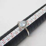 9ct White Gold, Pear-Cut Aquamarine & Diamond Dress Ring Vintage London