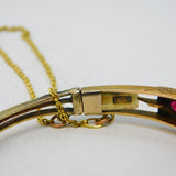 Edwardian 9ct Gold, Brilliant-Cut Diamond & Ruby Bangle Bracelet Antique
