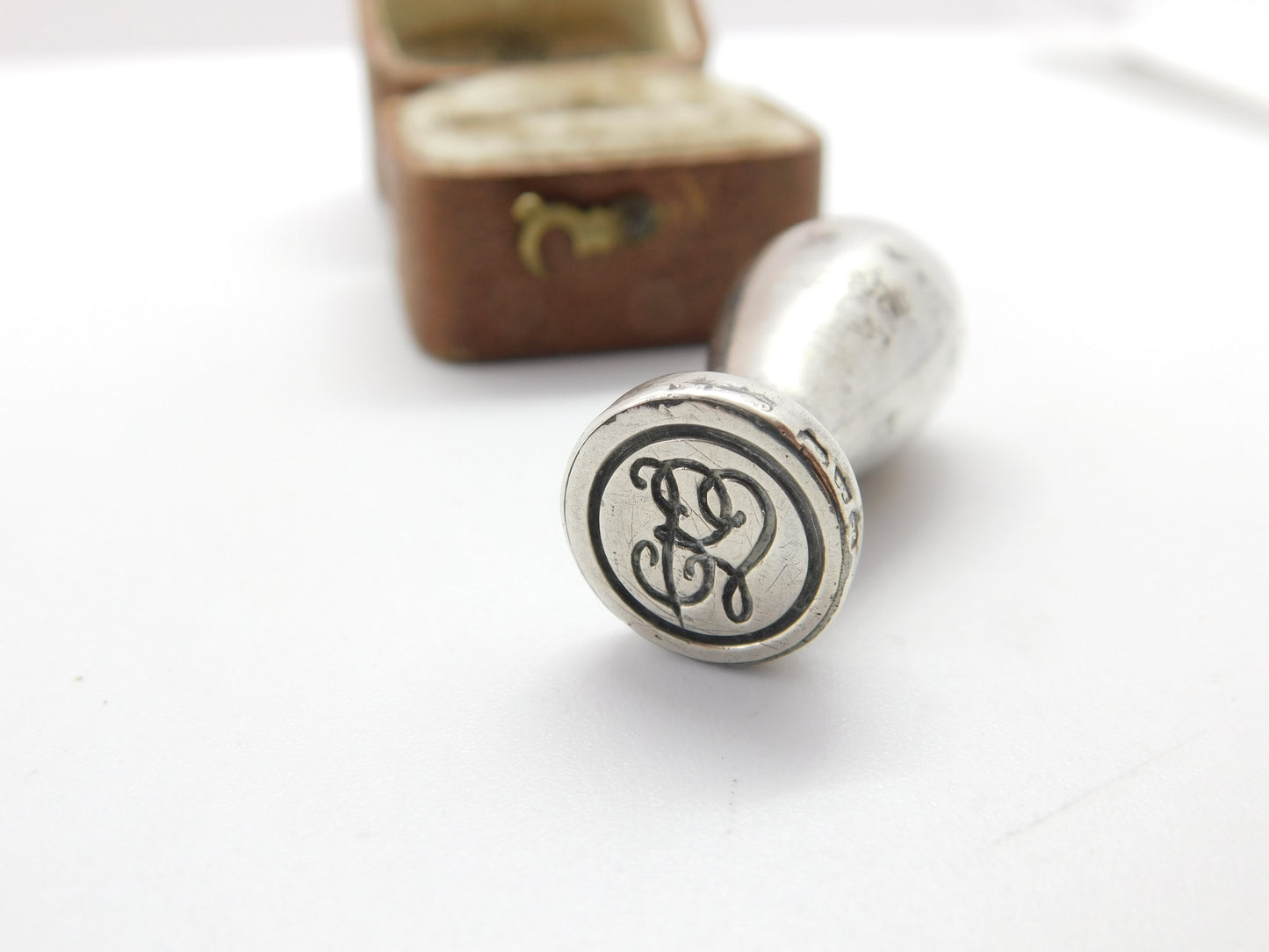 Edwardian Sterling Silver 'LE' Monogram Desk Seal Stamp 1908 Chester Antique