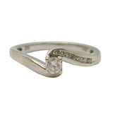 9ct White Gold & 0.2ct Brilliant Cut Diamond Crossover Ring Vintage London