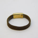 Victorian 9ct Yellow Gold Woven Hair Set Mourning Ring Antique c1840