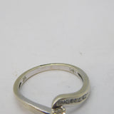 9ct White Gold & 0.2ct Brilliant Cut Diamond Crossover Ring Vintage London