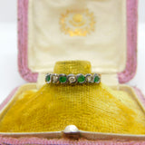 9ct Yellow Gold, Emerald & 0.14ct Diamond Half Eternity Ring Sheffield c1980