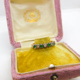 9ct Yellow Gold, Emerald & 0.14ct Diamond Half Eternity Ring Sheffield c1980