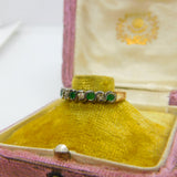 9ct Yellow Gold, Emerald & 0.14ct Diamond Half Eternity Ring Sheffield c1980