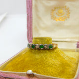 9ct Yellow Gold, Emerald & 0.14ct Diamond Half Eternity Ring Sheffield c1980