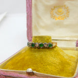 9ct Yellow Gold, Emerald & 0.14ct Diamond Half Eternity Ring Sheffield c1980
