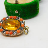 George III 9ct Gold, Coral, Paste & Citrine Mourning Brooch Antique c1820