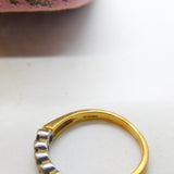 9ct Yellow Gold, Emerald & 0.14ct Diamond Half Eternity Ring Sheffield c1980