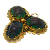 Victorian 18ct Gold Egyptian Revival Scarab Beetle Trefoil Brooch Antique c1850s