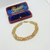 9ct Yellow & White Gold Woven Form Bracelet Vintage c1990 Birmingham 7.5" Length