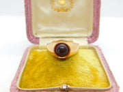 Victorian 9ct Rose Gold & Cabochon Cut Garnet Signet Ring c1880 Antique