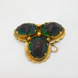 Victorian 18ct Gold Egyptian Revival Scarab Beetle Trefoil Brooch Antique c1850s