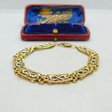 9ct Yellow & White Gold Woven Form Bracelet Vintage c1990 Birmingham 7.5" Length