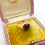 Victorian 9ct Rose Gold & Cabochon Cut Garnet Signet Ring c1880 Antique