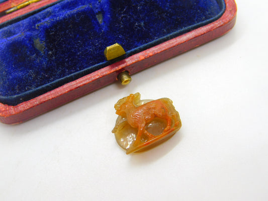 Pair of "Rabbits" Roman Intaglio Grand Tour Agate Hardstone Cameo Antique Georgian