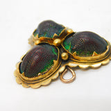 Victorian 18ct Gold Egyptian Revival Scarab Beetle Trefoil Brooch Antique c1850s