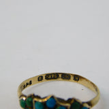 Victorian 9ct Gold, Turquoise, Seed Pearl Floral Ring Antique 1871 Birmingham